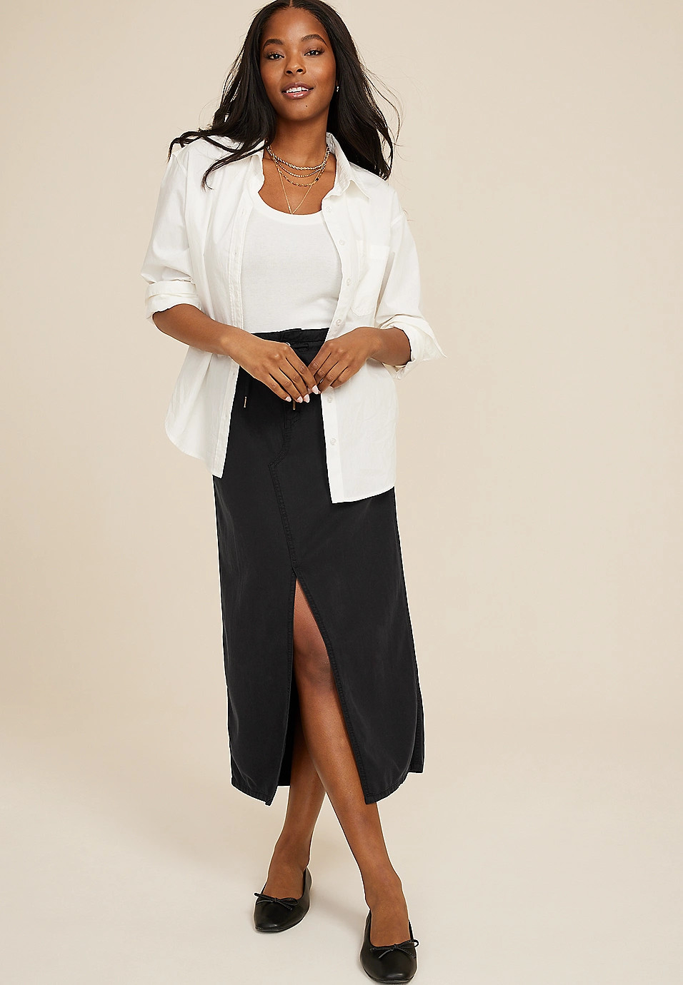 High Rise Utility Maxi Skirt | Maurices