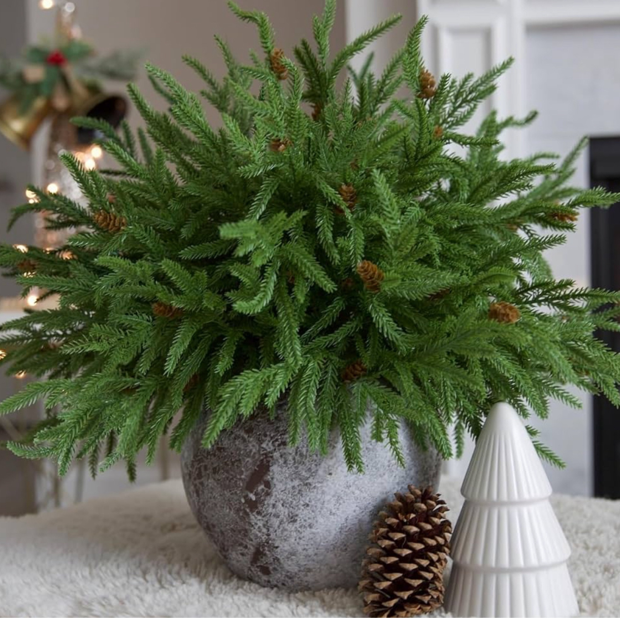 Artificial Christmas Norfolk Pine Stems Branches for Vases, 12 Bundles Fake Faux Evergreen Green Real Feel Touch Stem Greenery with Pine Cones for Xmas Holiday Winter Table Indoor Decoration

#LTKHome #LTKSeasonal #LTKHoliday