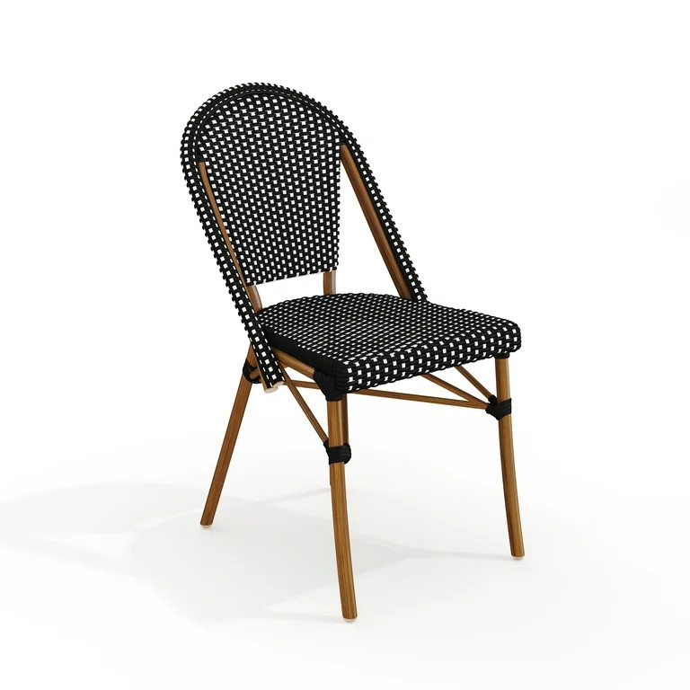 Martha Stewart Indoor-Outdoor Stackable Bistro Chair with Natural Woodgrain Aluminum Finish Frame... | Walmart (US)