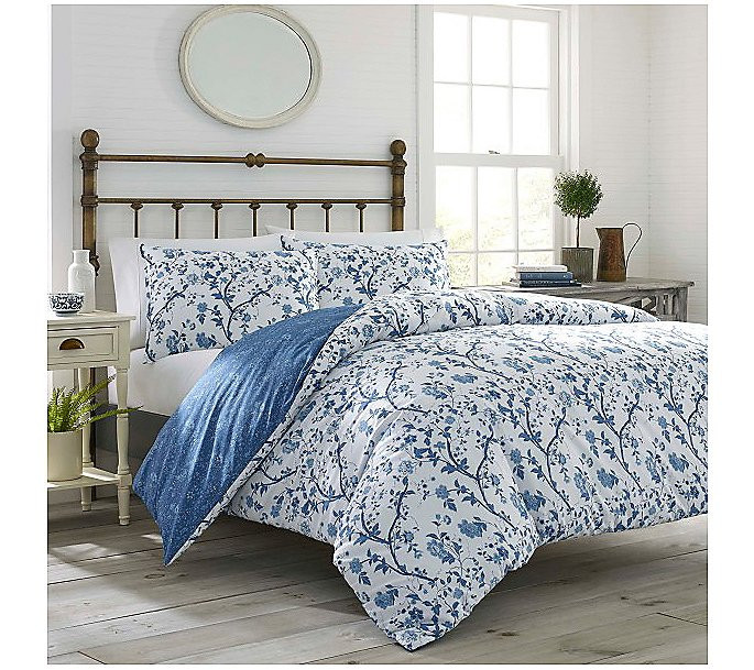 Laura Ashley Elise Blue King Duvet Cover Set | QVC