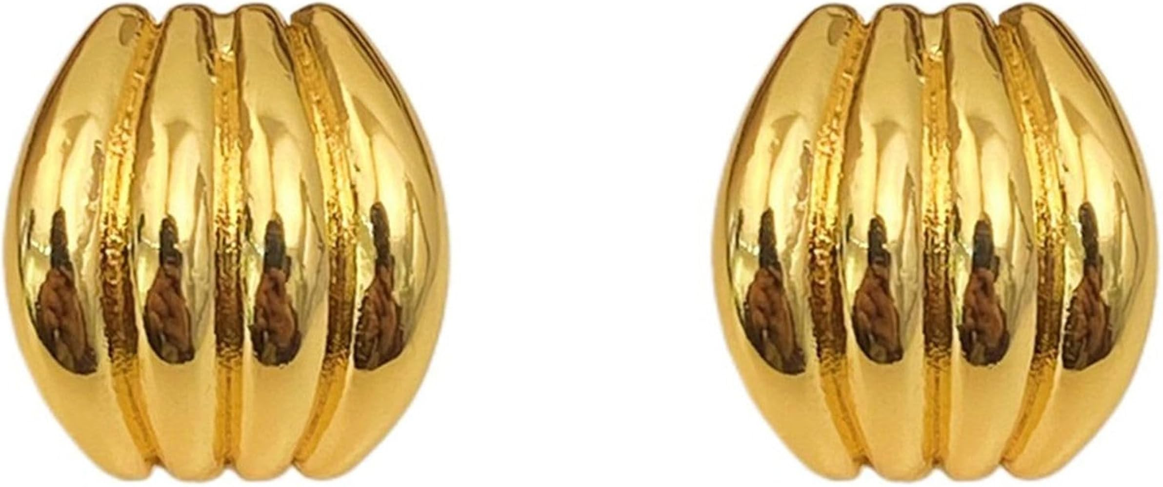 Statement Chunky Gold Earrings for Women Unique Square Stainless Steel Heaven Mayhem Button Stud ... | Amazon (US)