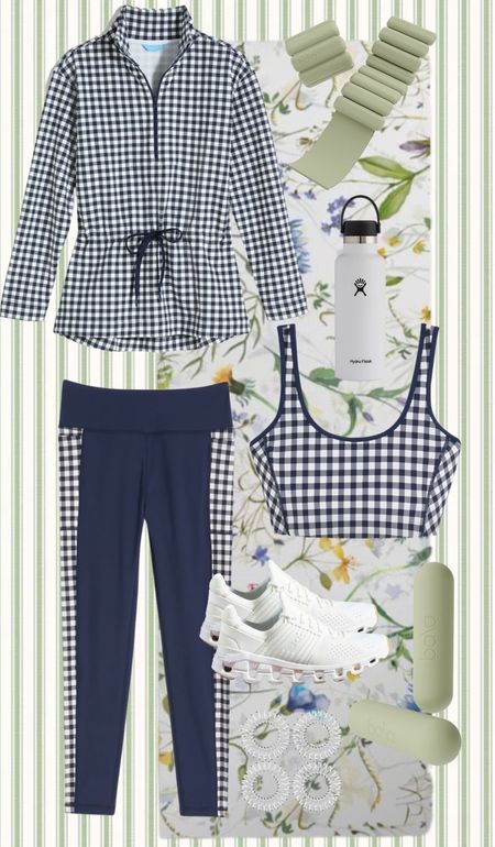 Workout but make it fun! Love all these patterns & colors! #workout #gingham #activewear 