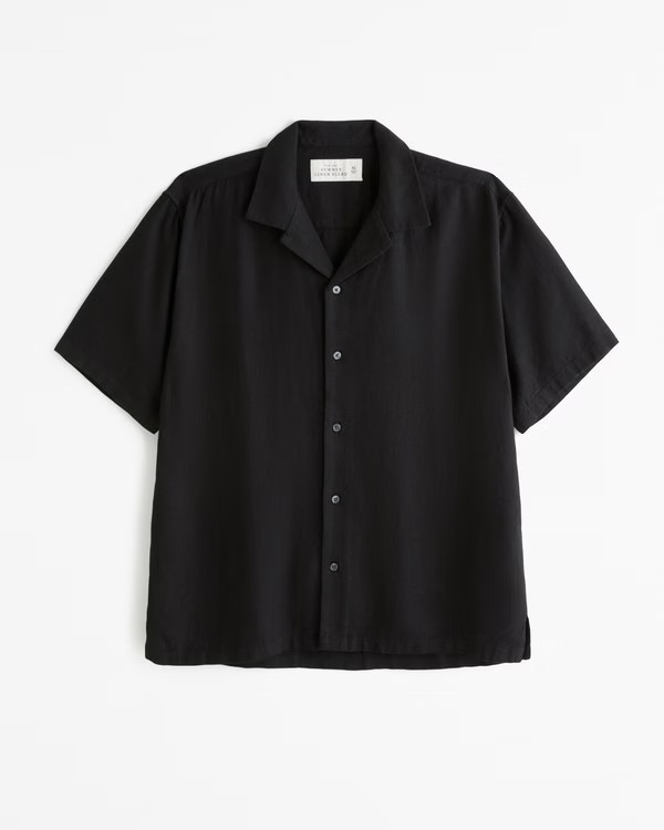 Camp Collar Summer Linen-Blend Shirt | Abercrombie & Fitch (US)