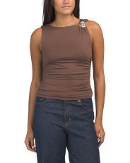 Sleeveless High Neck Top With Ruched Sides | Sleeveless Tops | Marshalls | Marshalls