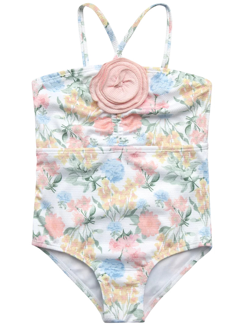 Jessica Simpson Baby and Toddler Girls' One-piece Ruched Swimsuit with Rosette, Sizes 12M-5T | Walmart (US)