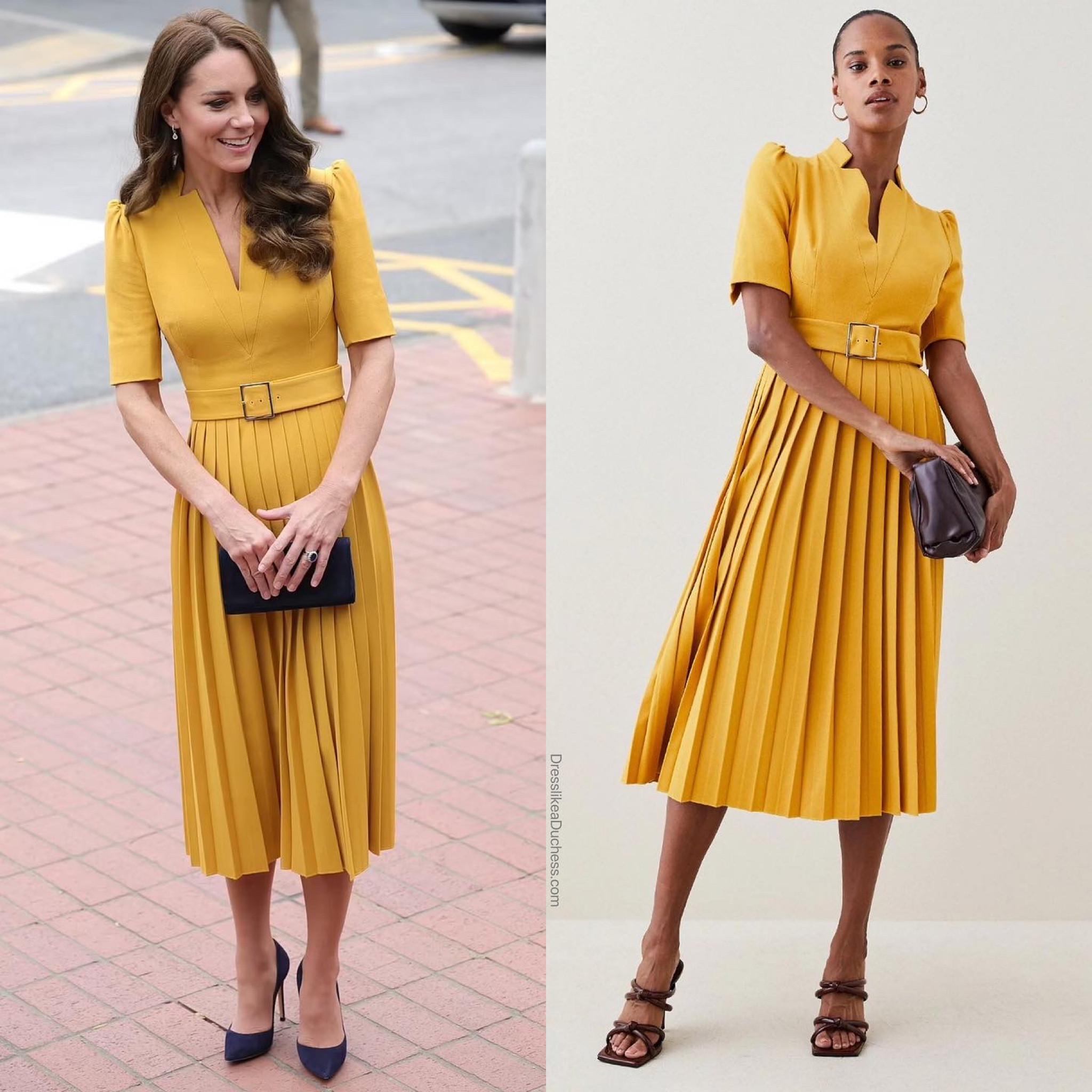 Kate wearing Karen Millen belted dress #midi 

#LTKstyletip