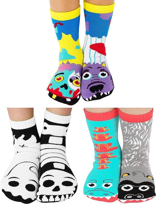Heebie Jeebies | 3 Pair Mismatched Kids Socks Gift Box (Age 4-8) Zombie/Werewolf, Ghost/Skeleton,... | Amazon (US)