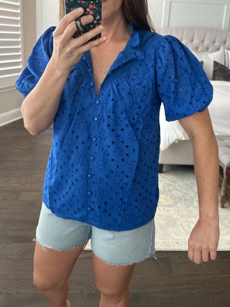 New favorite Amazon blouse! TTS - small 
Comes in several colors. I’ll be ordering another color for sure!
Denim shorts - tts 

#LTKover40 #LTKSeasonal #LTKfindsunder50