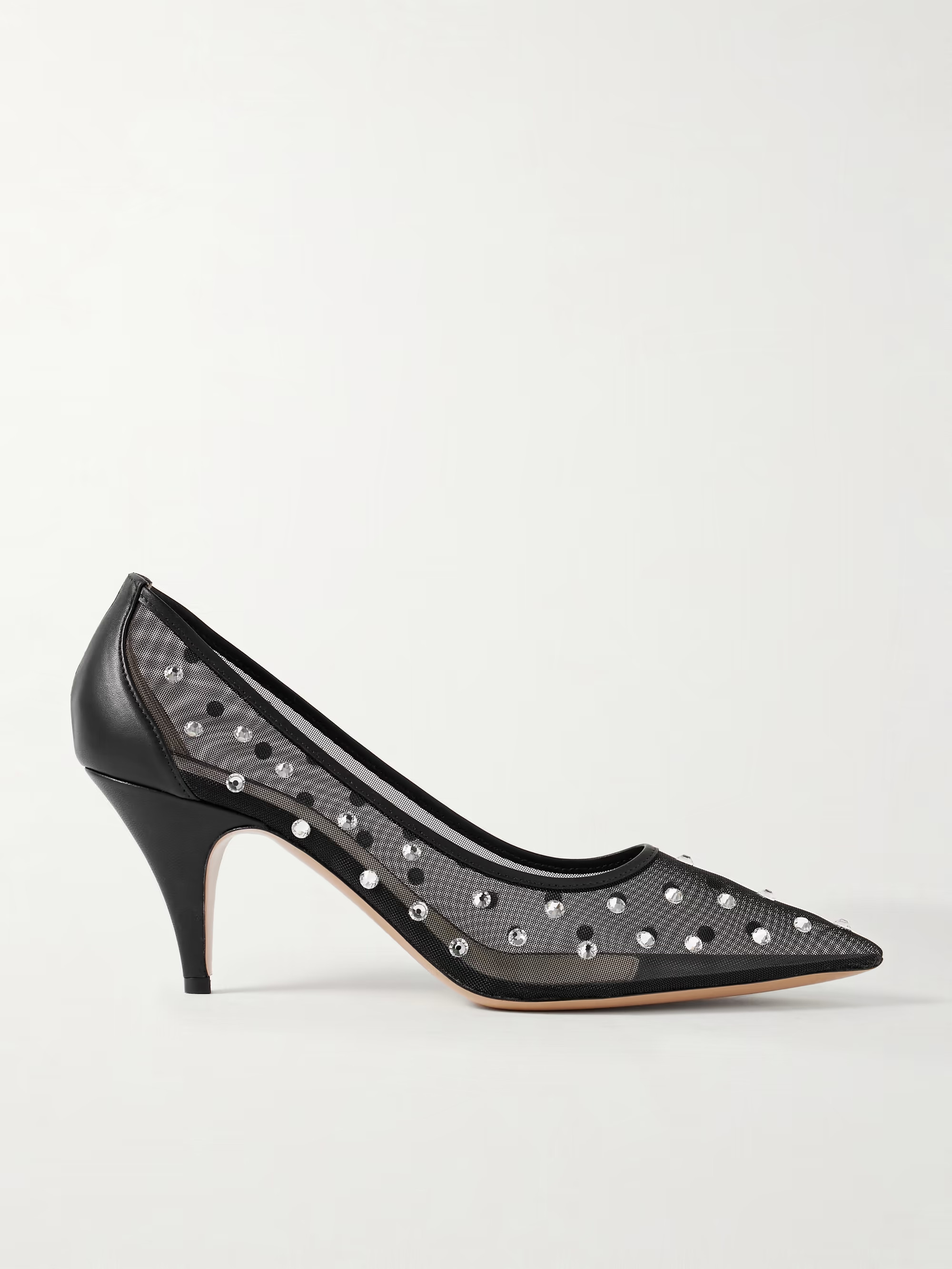 River Iconic leather-trimmed crystal-embellished mesh pumps | NET-A-PORTER (UK & EU)