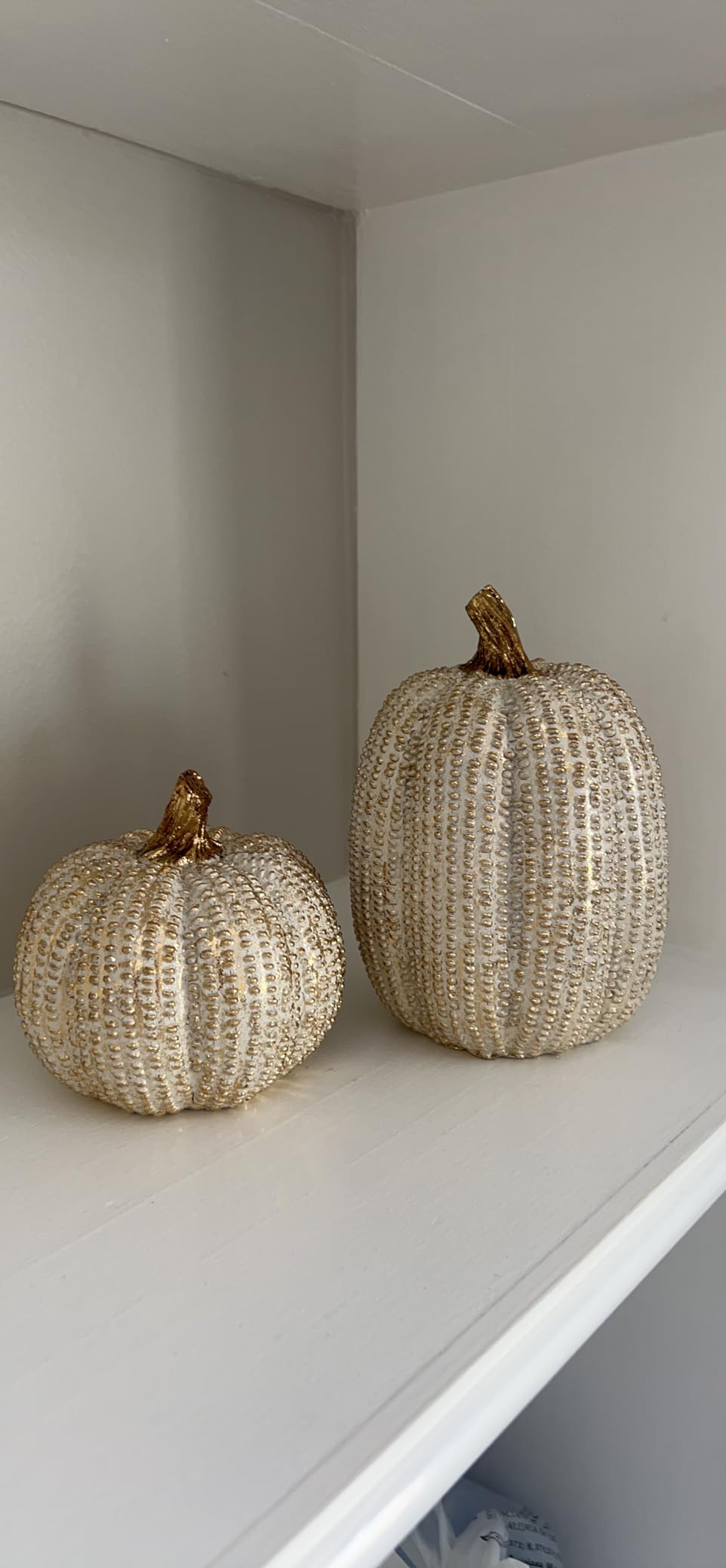 DN DECONATION White and Gold Fall Pumpkin Decorations Thanksgiving Table Centerpieces, 2 Pcs Arti... | Amazon (US)