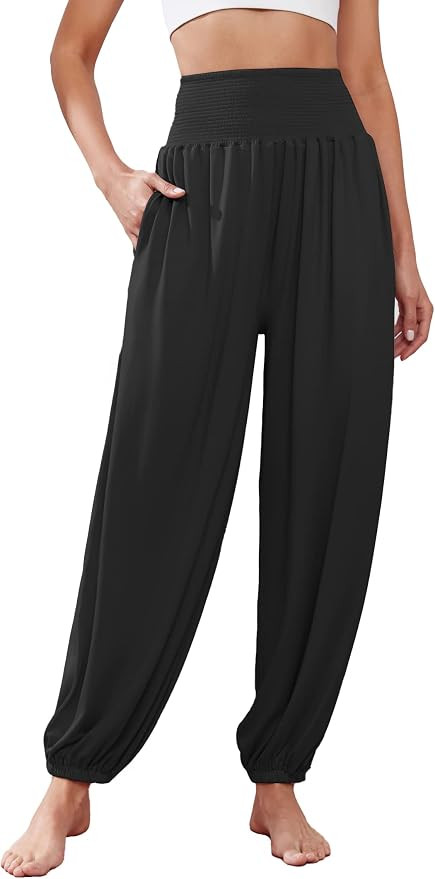 Famulily Harem Pants for Women UK High Waist Yoga Pants Workout Stretch Lounge Trousers S-XXL | Amazon (UK)
