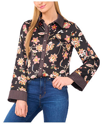 CeCe Women's Long Sleeve Button Down Shirt - Macy's | Macy's