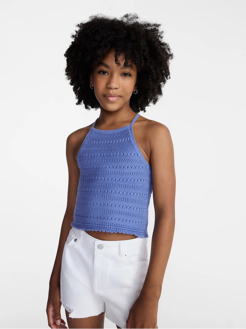 Weekend Academy Girls Crochet Halter Top, Sizes 4-18 | Walmart (US)