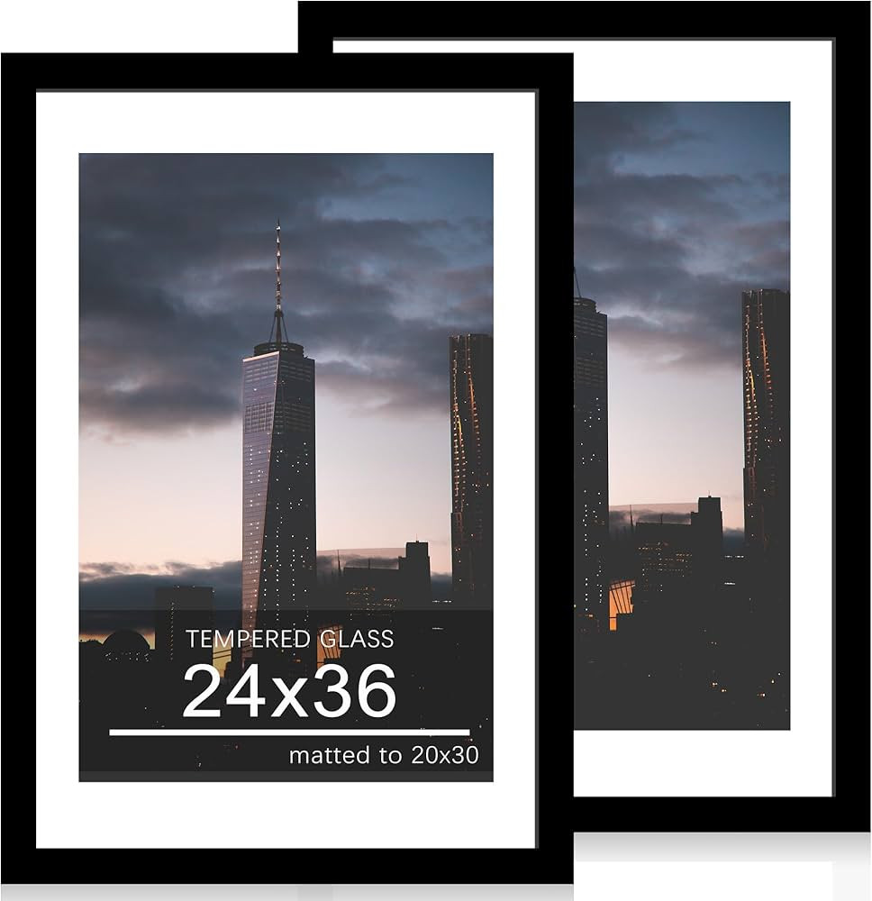 Juego de 2 marcos para póster de 24 x 36 pulgadas, de madera de 24 x 36 pulgadas, con paspartú ... | Amazon (US)
