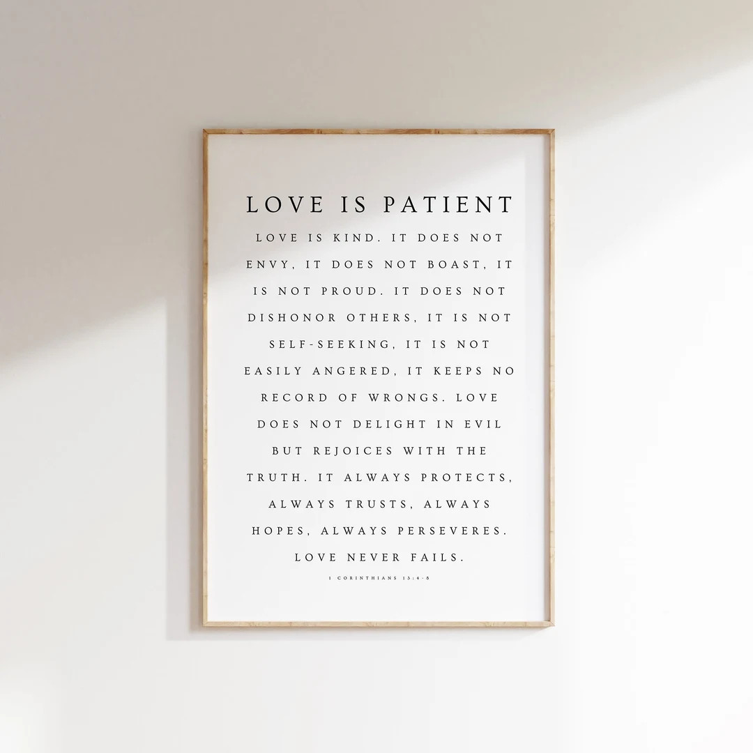 1 Corinthians 13:4-8, Love is Patient Love is Kind Printable, Modern Christian Printable, Bible V... | Etsy (US)