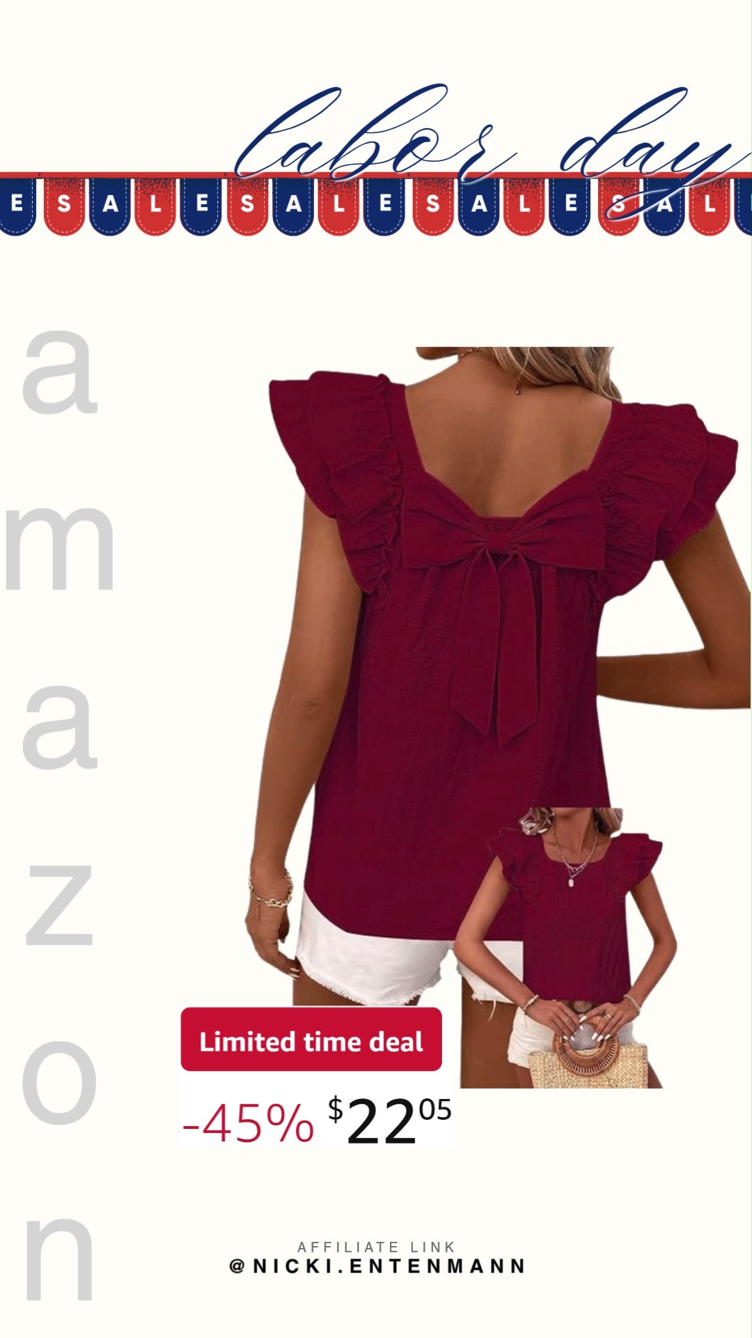 Add playful charm with Womens Bow Tie Back Tops featuring babydoll fit, vneck detail, and ruffle sleeves. Perfect for casual days, they blend style, comfort, and confidence effortlessly. #bowtietop #babydollshirt #ruffletop #fashionfinds #styleessentials #ootdfashion #amazonfinds #shoppingdeal #modernliving #dailyessentials 👗🎀✨ 

 #LTKdayinmylife #LTKootd #LTKSaleAlert