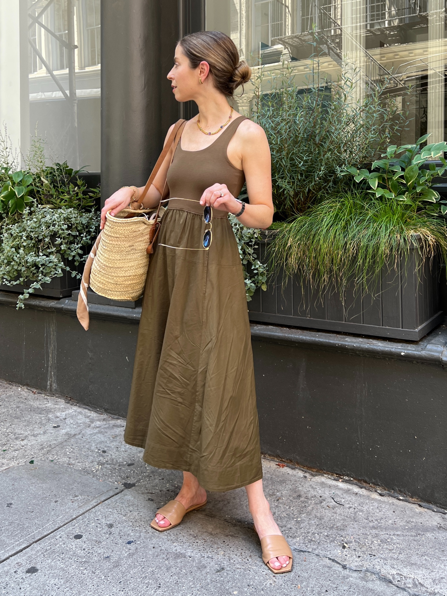 Simple and effortless summer midi dress in an olive neutral shade from Everlane. 

I sized down to XXS  

#LTKstyletip #LTKshoecrush