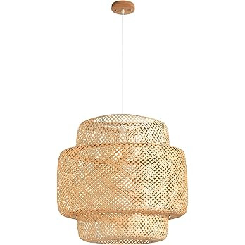 DANGGEOI Bamboo Pendant Light Fixtures, Natural Material Bamboo Chandelier with Wood Canopy, Hand... | Amazon (US)