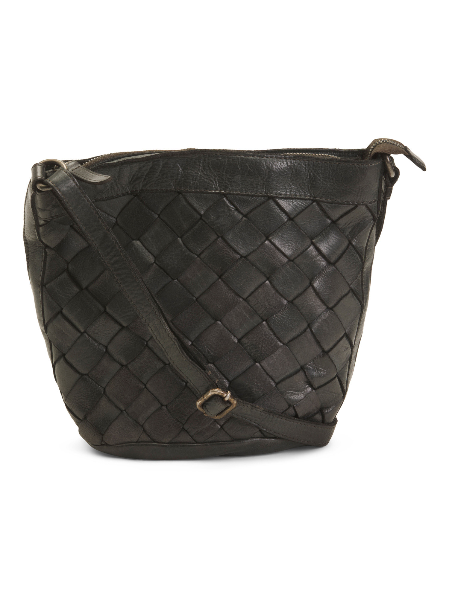 Leather Woven Bucket Bag | TJ Maxx