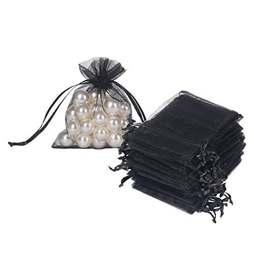 HRX Package Black Organza Bags 3x4 inch 100pcs, Mesh Candy Bags Jewelry Gift Pouches Drawstring Empty Sachet for Halloween Present Giveaways | Amazon (US)
