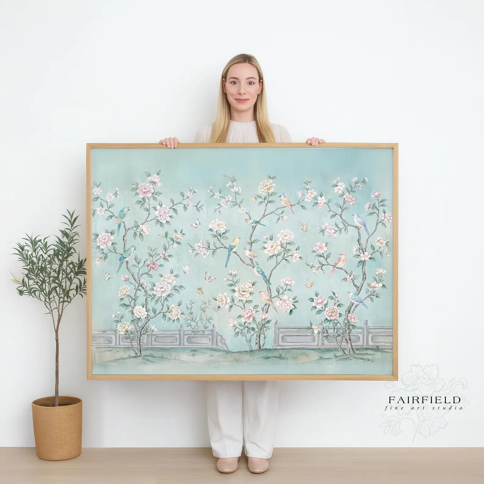 Chinoiserie Bird and Blossom Wall Art Print, Japandi Nursery Decor, Pastel Floral Giclée, Soft V... | Etsy (US)
