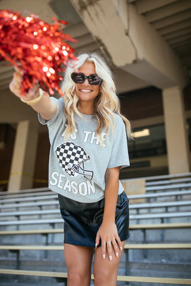 Tis The Season Light Grey Oversized Graphic Tee | Pink Lily