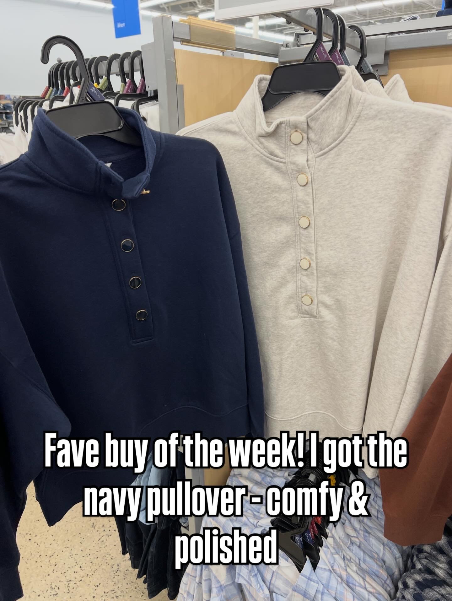 Favorite recent Walmart purchase is this pullover with button detail, cozy fleece, fits true to size, I got the small. #walmartfashion #ltkunder50