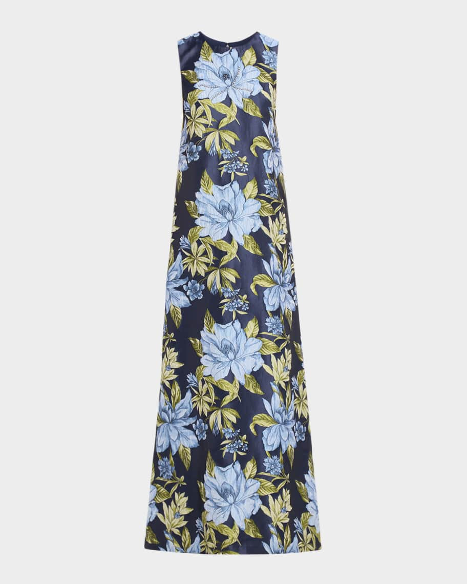 Aidan Mattox Sleeveless Beaded Floral Jacquard Gown | Neiman Marcus