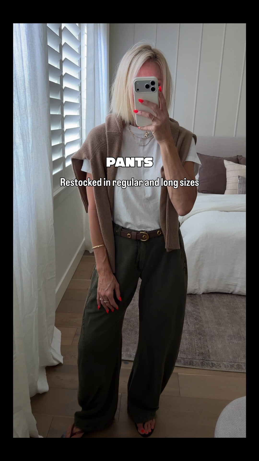 I found these pants fully stocked in all regular sizes and MOST restocked in long. I think they fit tts, but if you want more room in the waist/tummy size up. I’m 5’8 we’re 4 long.
Belt fits big, size down.

#LTKOver40 #LTKootd #LTKmomlife