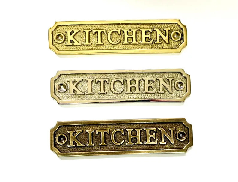 Kitchen Solid Brass Door Sign With a Choice of Three Finishes Brass,silver Nickel or Antique Bron... | Etsy (Global)