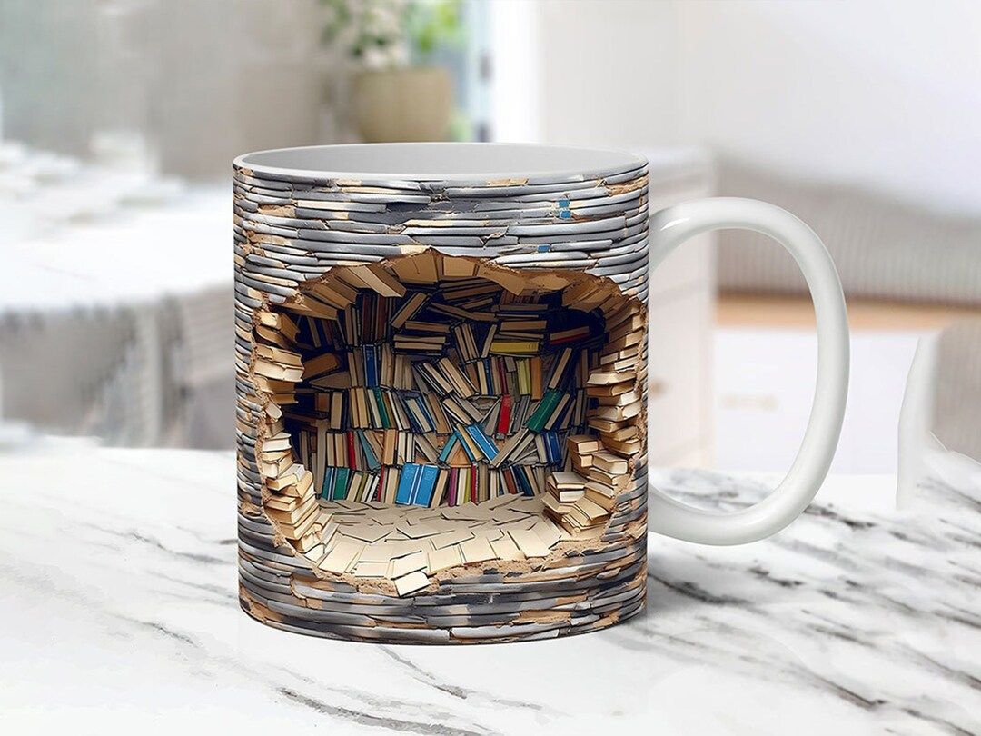 Ceramic 3D Bookshelf Mug Mugs Bookshelf Mugs Book Lovers - Etsy | Etsy (US)