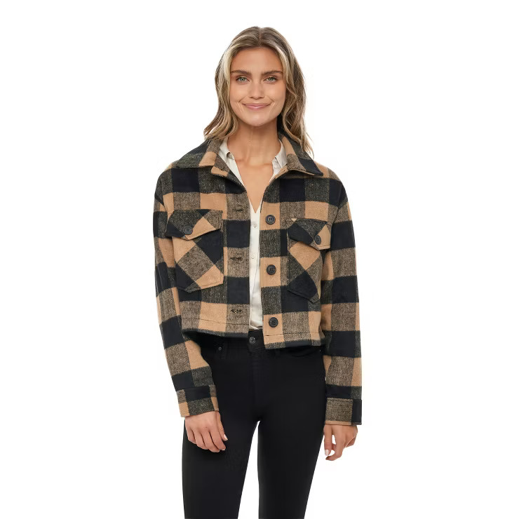 Women's Plaid Shirt Shacket Lined Coat - S.E.B. By SEBBY | Target