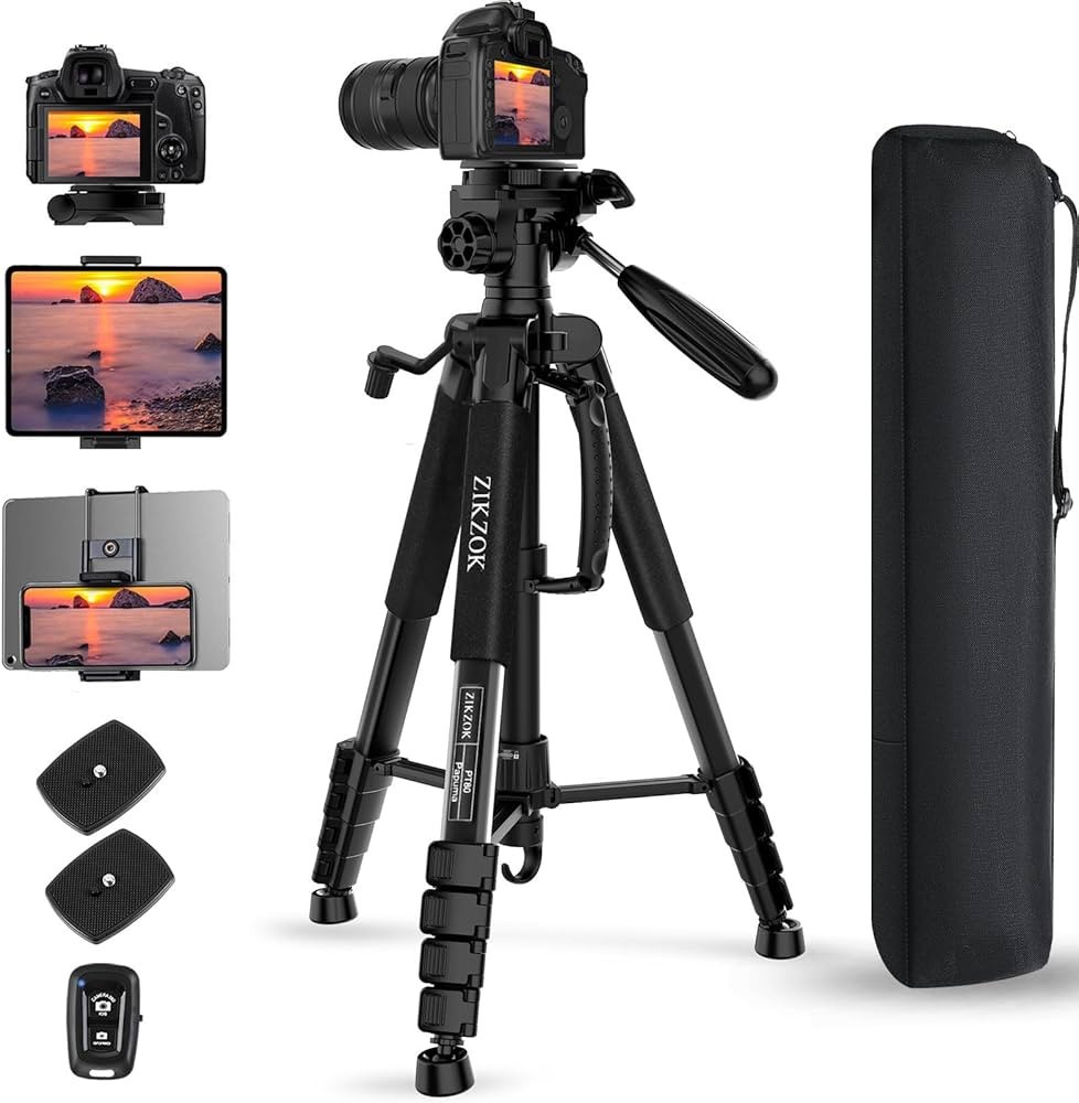 75" Camera Tripod for Cell Phone, Travel Tripod for Camera with Wireless Remote, Heavy Duty Camer... | Amazon (US)
