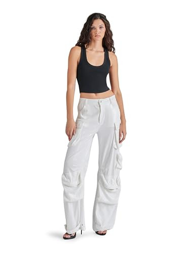 Steve Madden Apparel Duo Sequin Pant, White, Medium | Amazon (US)