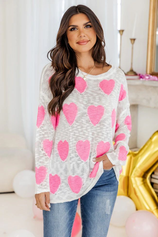 Wonderful Tonight Ivory Heart Sweater FINAL SALE | Pink Lily