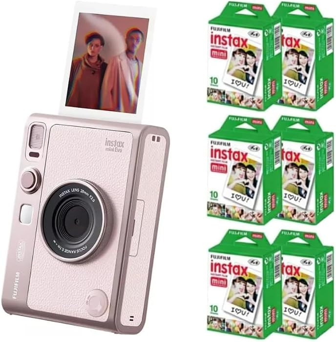 Fujifilm Instax Mini EVO Instant Camera (Pink + Extra Film (60 Sheets)) | Amazon (US)