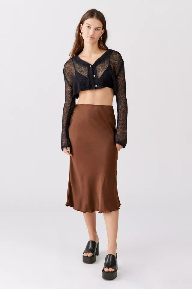 Motel Goya Satin Midi Skirt | Urban Outfitters (US and RoW)