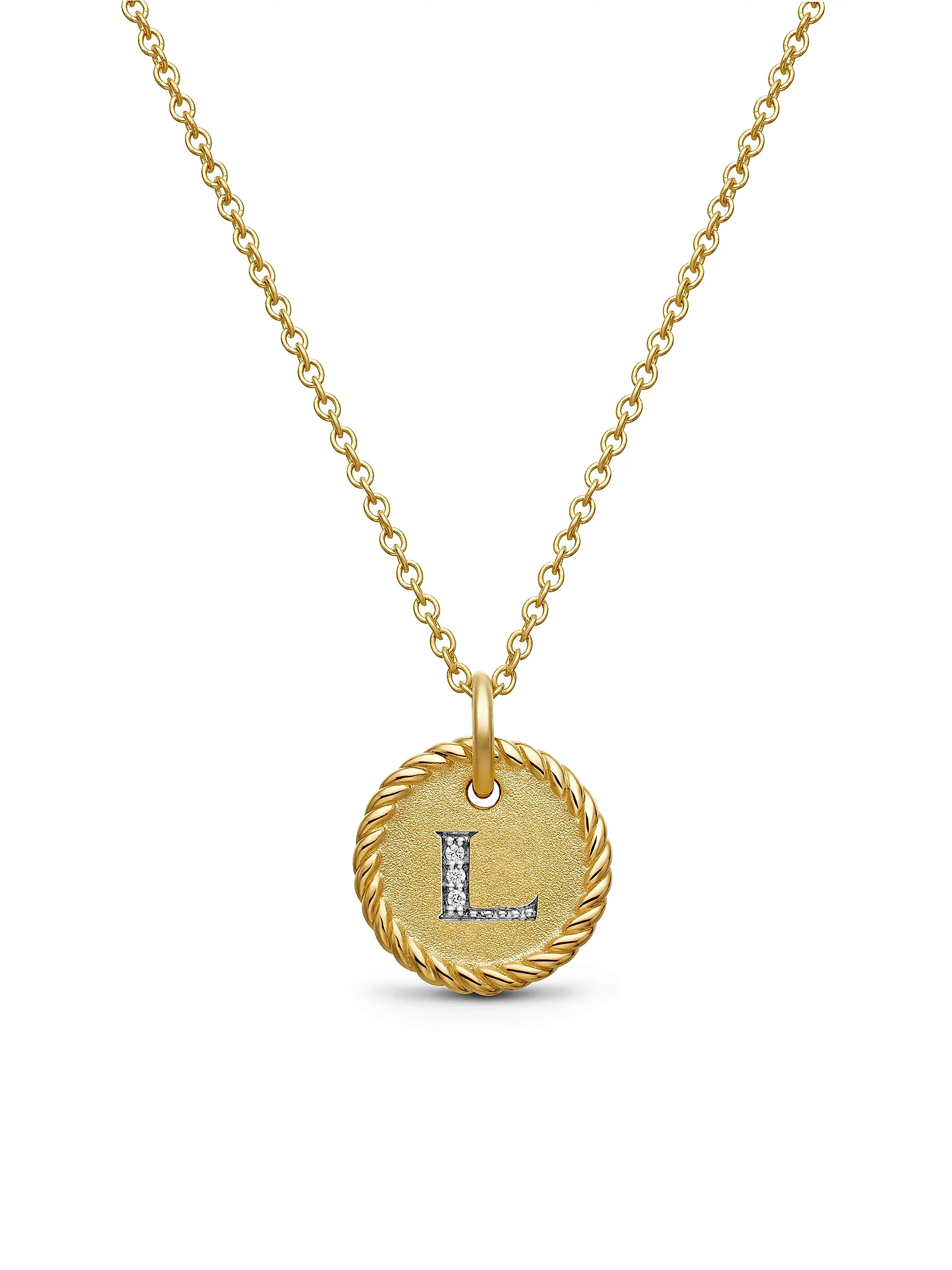 Initial Charm Necklace in 18K Yellow Gold with Pavé Diamonds | Saks Fifth Avenue