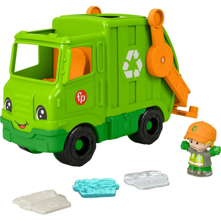Fisher-Price Little People Recycling Truck Musical Toddler Garbage Toy Set, 5 Pieces | Walmart (US)