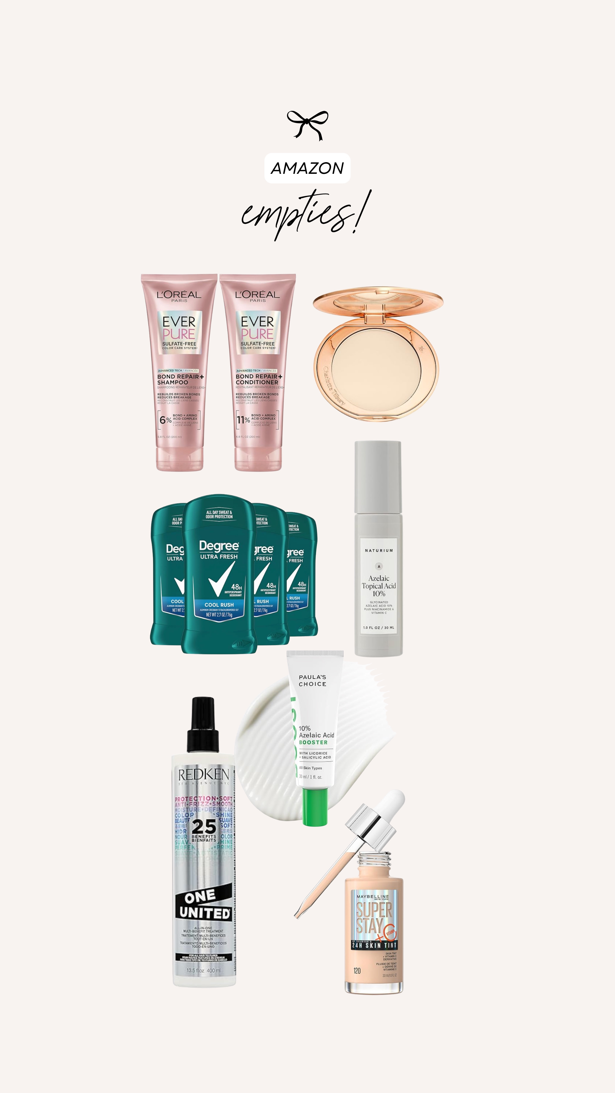 Empties - ALL from Amazon! Literally the best of the best for skincare and beauty that I always reorder.

Amazon beauty, amazon finds, affordable beauty 

 #LTKmomlife #LTKBeauty