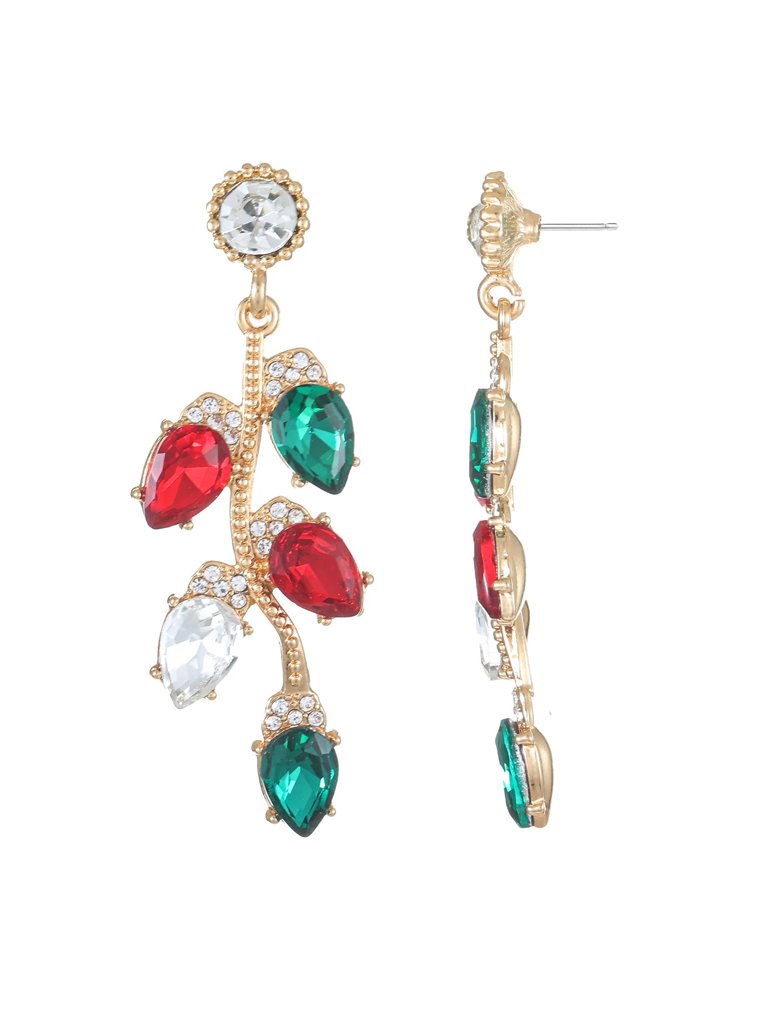 Holiday Time Red, Green and Silver Ornament Drop Earrings, 1 Pair | Walmart (US)