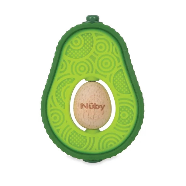 Nuby Avocado Muncher Silicone and Wood Teether Toy for Babies, Avocado Design | Walmart (US)