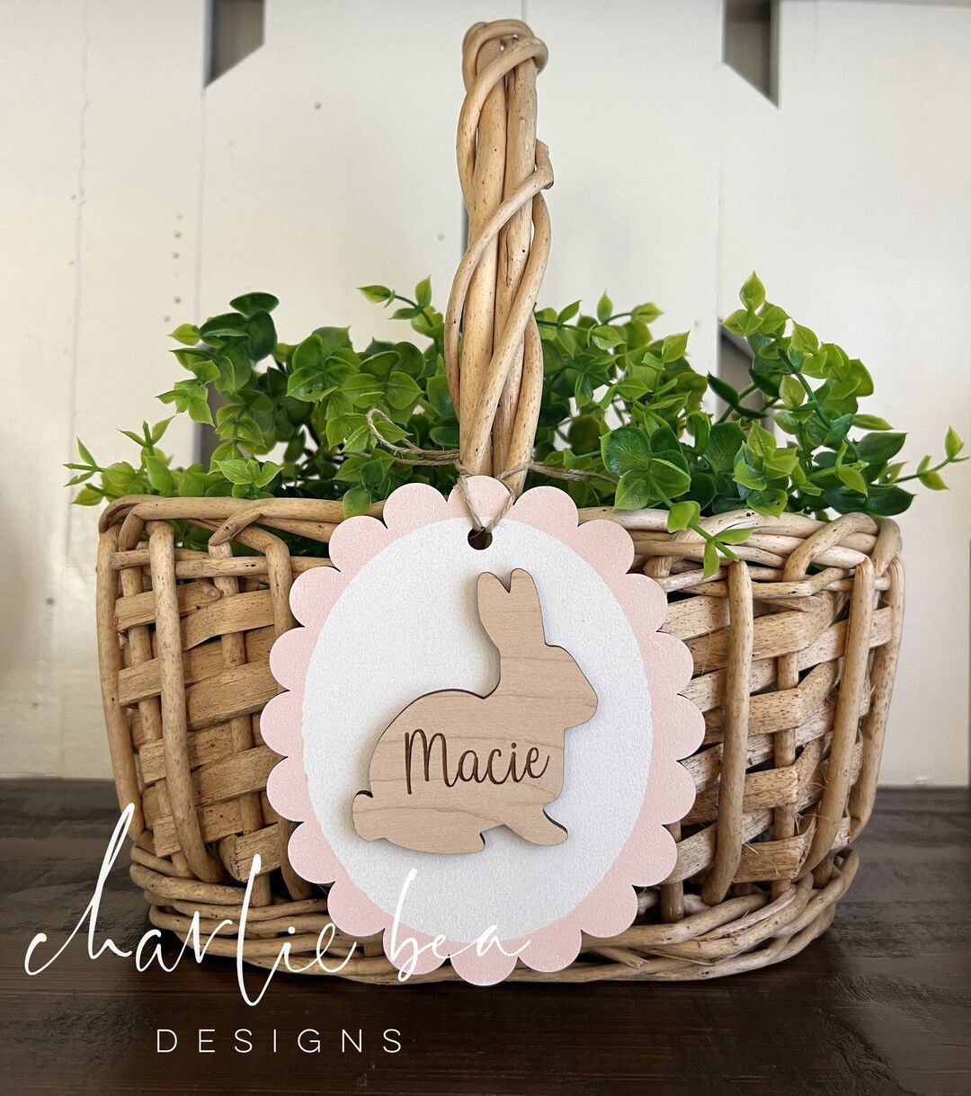 Easter Basket Tag, Personalized Easter Basket Name Tag, Easter Bunny Tag, Bunny Name Tag, Scallop... | Etsy (US)