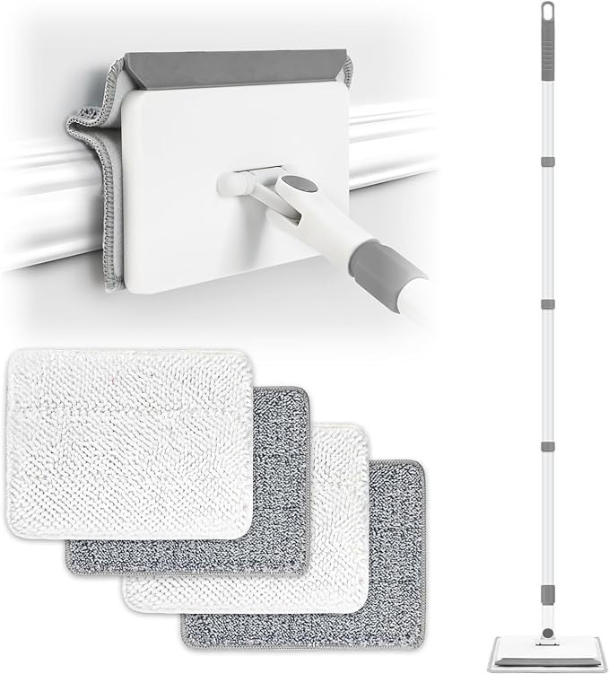 Baseboard Cleaner Tool with Handle, Baseboard Cleaner with Extendable Long Handle, 4 Reusable Cle... | Amazon (US)