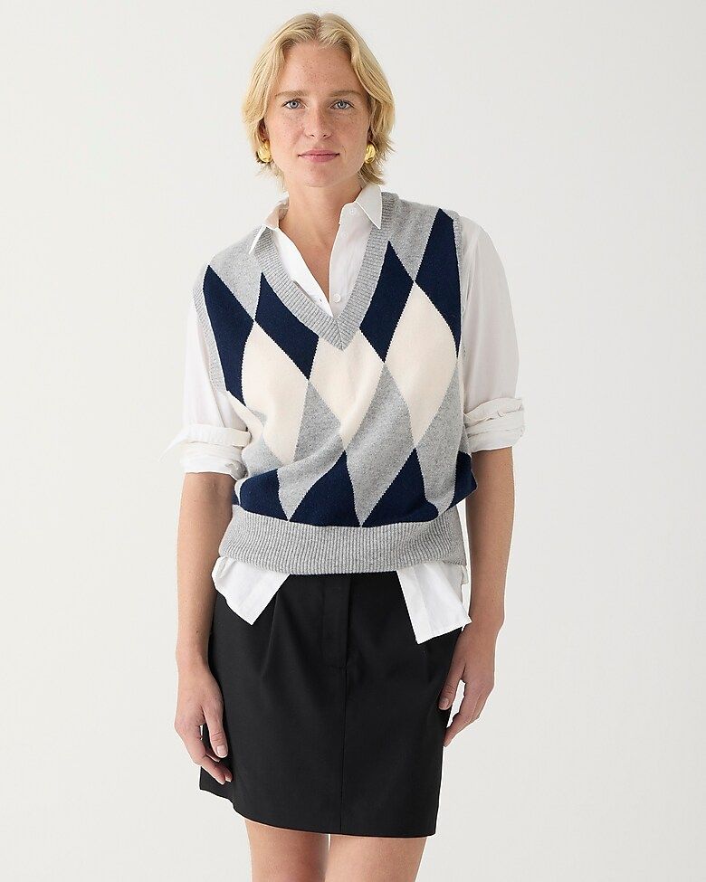 Cashmere argyle V-neck sweater-vest | J.Crew US