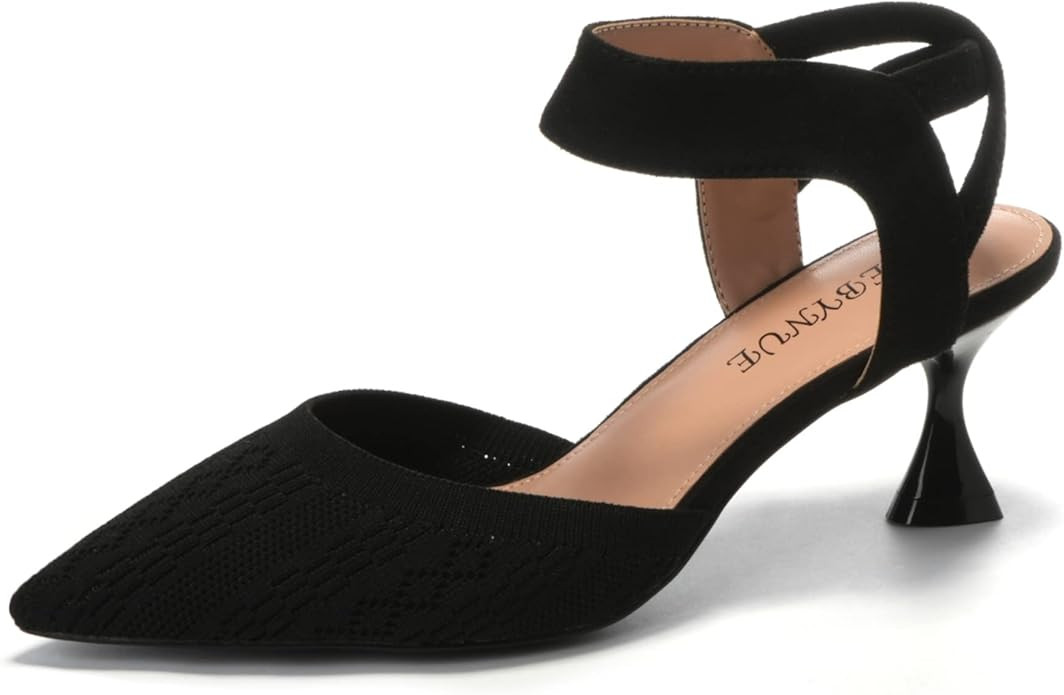 EBYNUE Women's Closed Mouth Small Pointed high Heels Pointed Slingback Low Help Knitted high Heel... | Amazon (US)