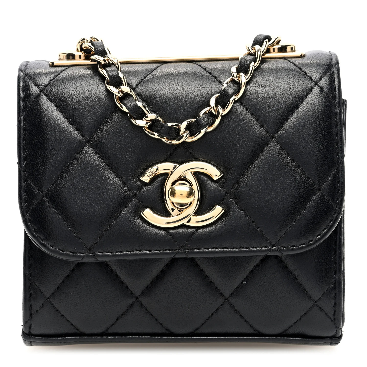 Lambskin Quilted Mini Trendy CC Clutch With Chain Black | FASHIONPHILE (US)