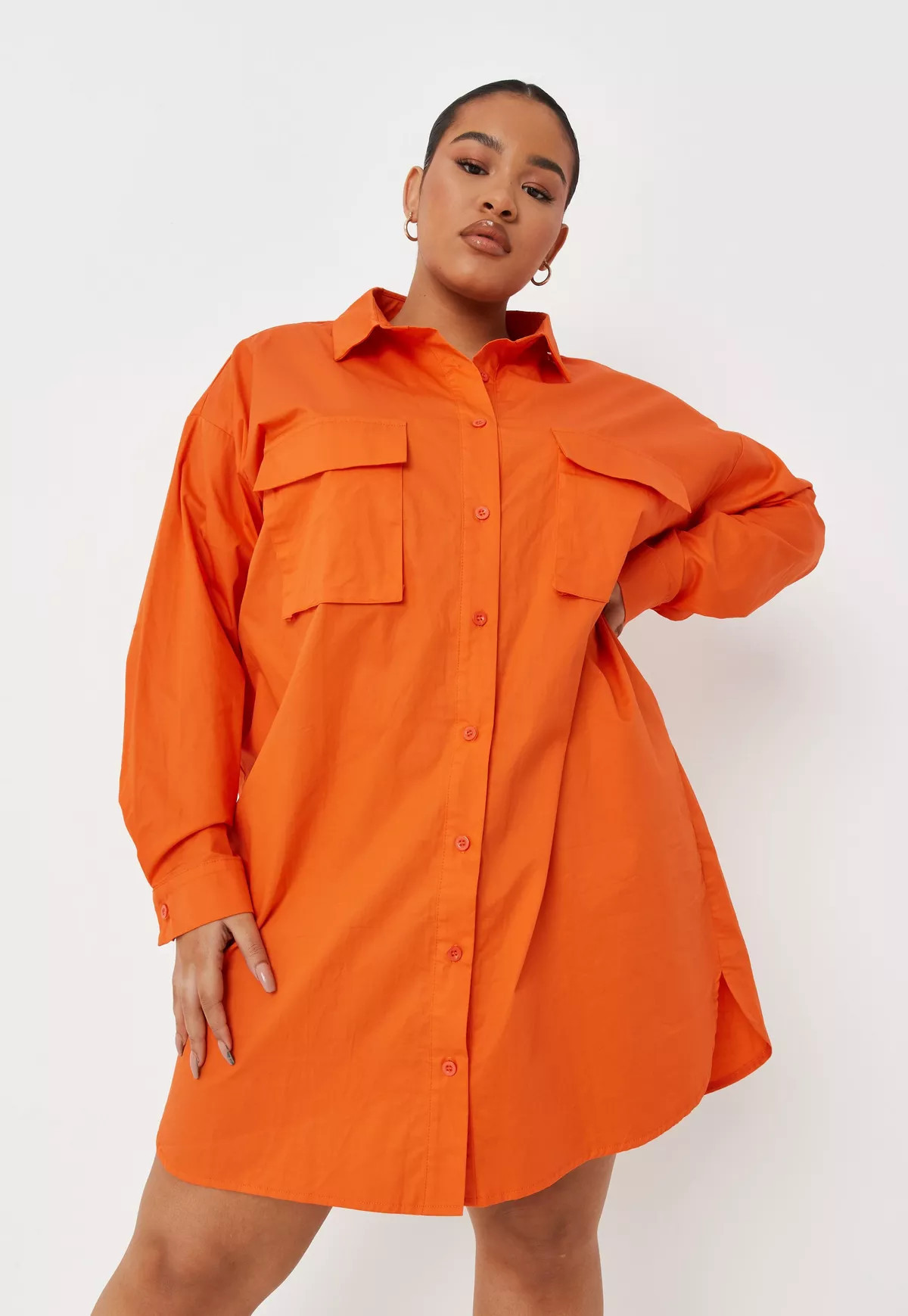 Plus Size Orange Shirt Dress | Missguided (US & CA)