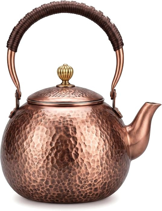 Handmade Hammered Copper Tea Kettle for Stove Top - 1.6 Quart (1500ml) Extra Thick Stovetop Teapo... | Amazon (US)