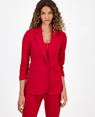 Bar III Women's Crepe One-Button Scrunched-Sleeve Jacket, Macy's Exclusive - Macy's | Macy's